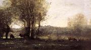 Jean Baptiste Camille  Corot Three Cows at the Pond USA oil painting artist